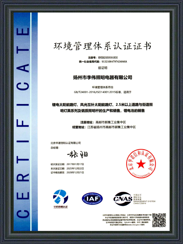 Environmental Management System Certificate