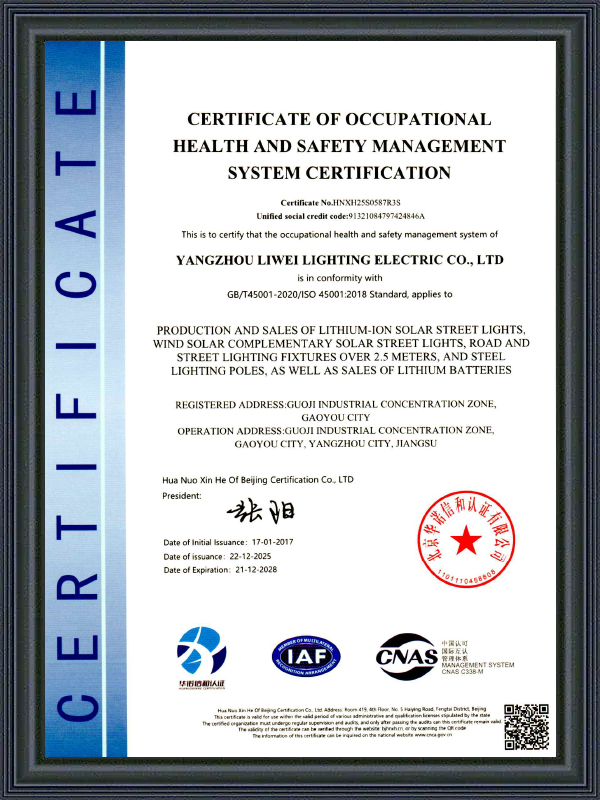Occupational Health and Safety Management System Certificate