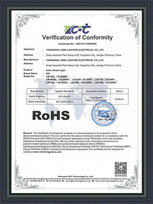 ROHS Certificate